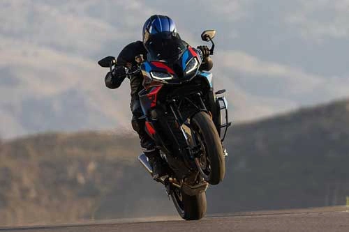 BMW M 1000 XR performing on a racetrack